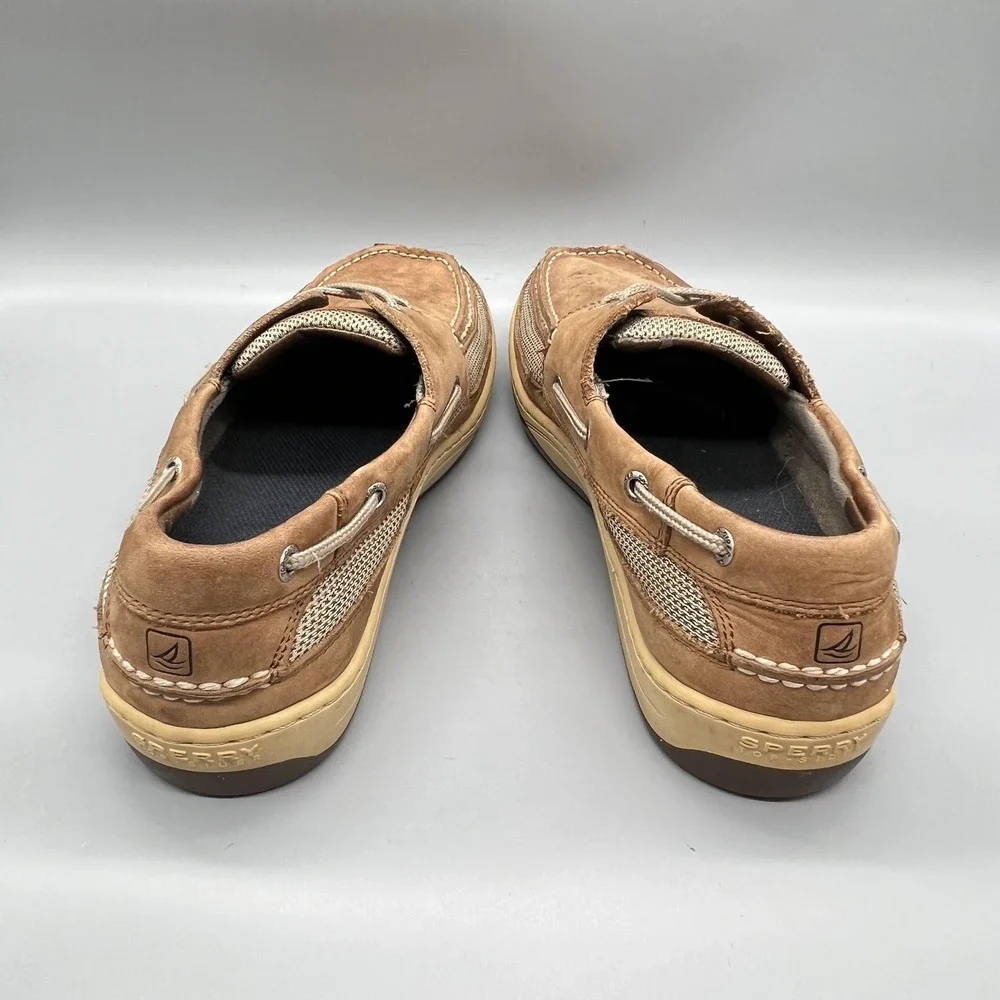 Sperry Shoes Mens 11 Brown Leather Mesh Top Sider Boat Moc Toe Casual Comfort